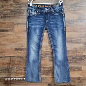 Rock Revival Jeans 30 Ashley Boot Mid Rise Button Flap Thick Stitch Western